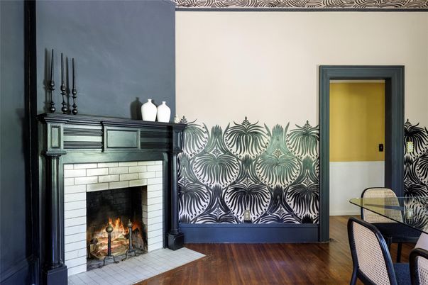 Fireplace, Interior, Wood Texture Flooring