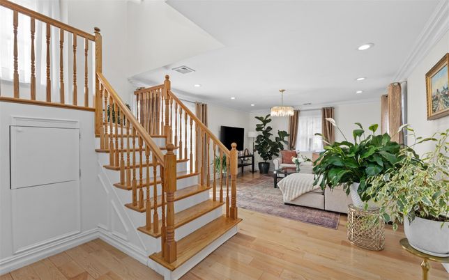 Chandelier, Interior, Living room, Recessed Lighting, Wood Texture Flooring