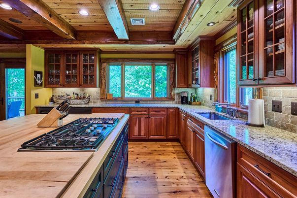 Interior, Kitchen, Recessed Lighting, Wooden Beams, Wooden Ceilings, Wood Texture Flooring