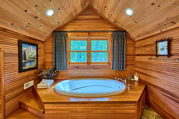 Bathroom, Interior, Recessed Lighting, Wooden Ceilings, Wooden Walls