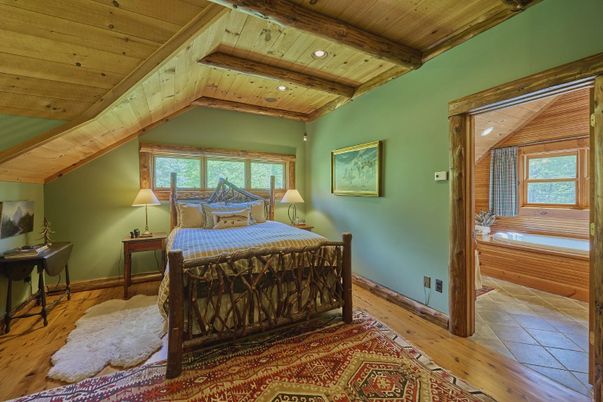 Bedroom, Interior, Recessed Lighting, Wooden Beams, Wooden Ceilings, Wood Texture Flooring