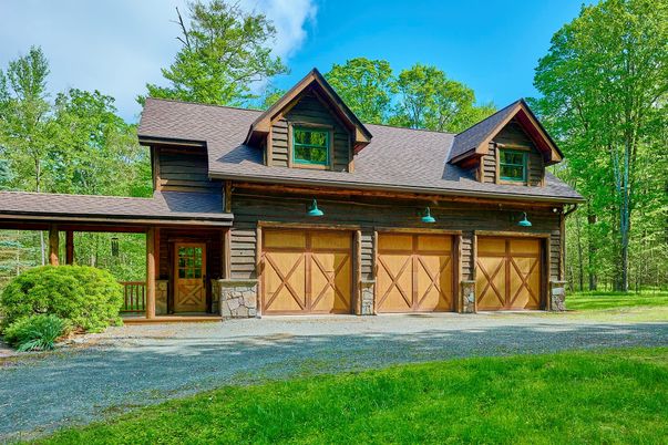Attached, Exterior, Facade, Log Home