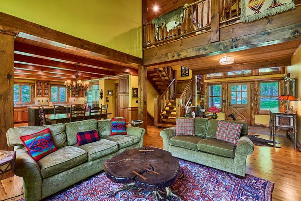 Chandelier, Dining room, Interior, Living room, Wooden Beams, Wooden Ceilings, Wood Texture Flooring, Wooden Walls