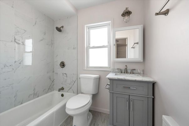 Bathroom, Interior, Marble Walls, Wood Texture Flooring