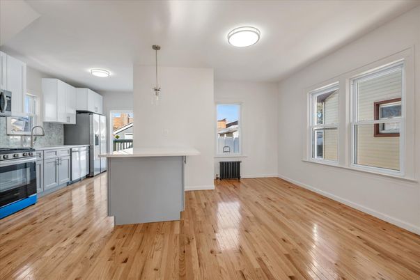 Interior, Kitchen, Pendant Lights, Wood Texture Flooring