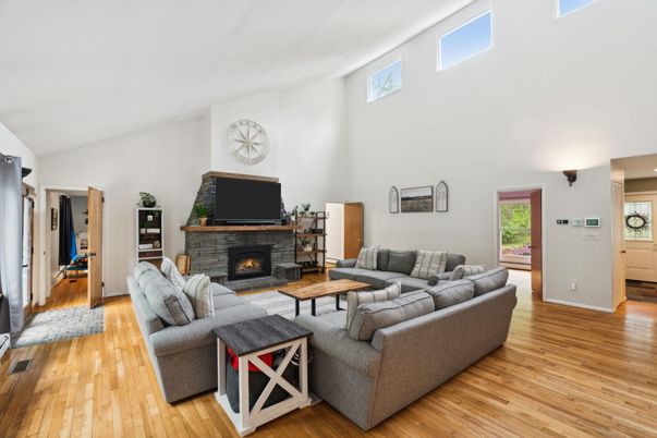 Fireplace, Interior, Living room, Wood Texture Flooring