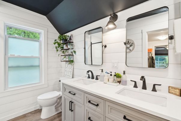 Bathroom, Dual Sink Vanities, Interior, Wood Texture Flooring