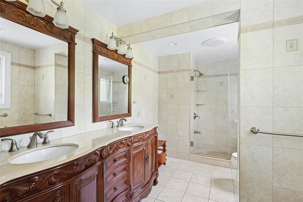 Bathroom, Dual Sink Vanities, Glass Shower, Interior
