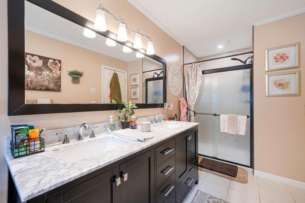 Bathroom, Dual Sink Vanities, Glass Shower, Interior, Recessed Lighting
