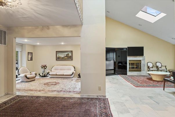 Fireplace, Interior, Living room, Marble, Recessed Lighting