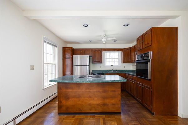 Interior, Kitchen, Recessed Lighting, Wood Texture Flooring