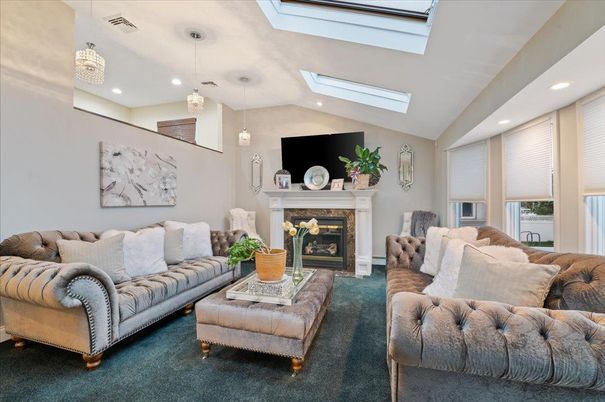 Fireplace, Interior, Living room, Pendant Lights, Recessed Lighting