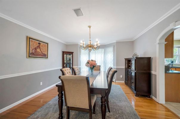 Chandelier, Dining room, Interior, Wood Texture Flooring