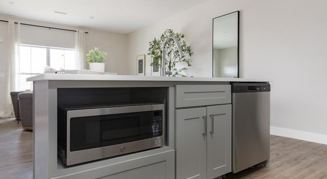 Interior, Kitchen, Stainless Steel Appliances, Wood Texture Flooring