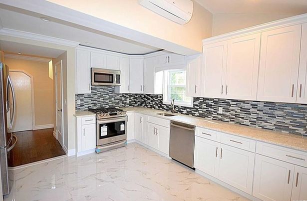 Interior, Kitchen, Marble, Recessed Lighting, Stainless Steel Appliances