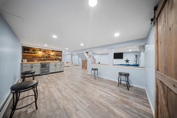 Interior, Kitchen, Recessed Lighting, Wood Texture Flooring