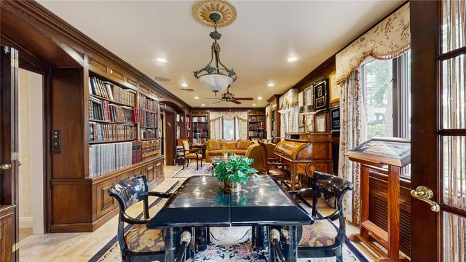 Dining room, Interior, Recessed Lighting, Wood Texture Flooring