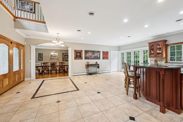 Chandelier, Dining room, Interior, Recessed Lighting