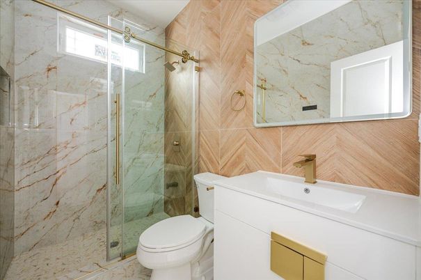 Bathroom, Glass Shower, Interior, Marble Walls