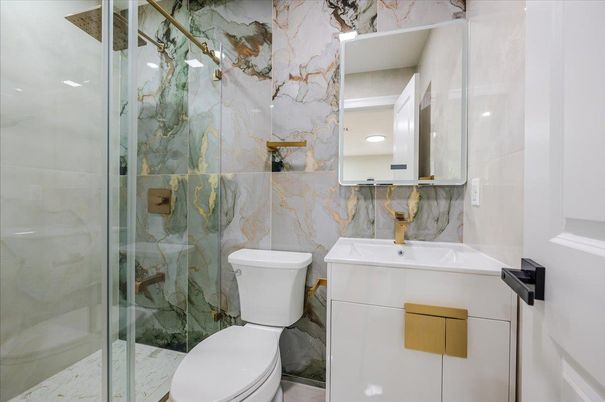 Bathroom, Glass Shower, Interior, Marble Walls