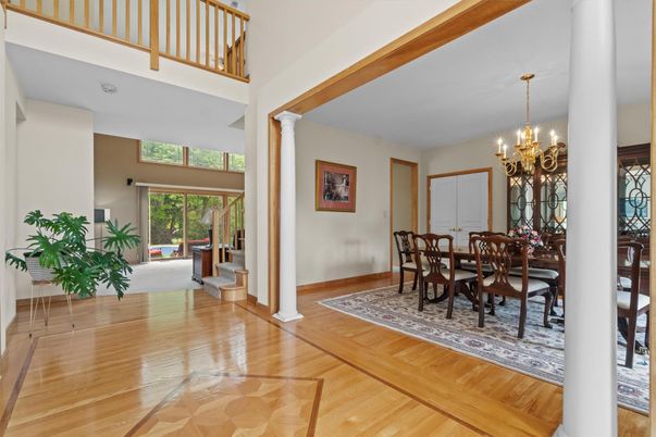 Chandelier, Dining room, Interior, Wood Texture Flooring