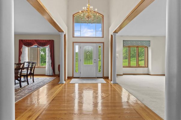 Chandelier, Dining room, Interior, Wood Texture Flooring