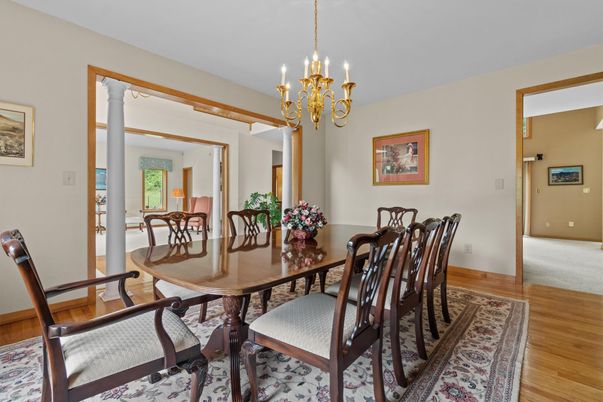 Chandelier, Dining room, Interior, Wood Texture Flooring