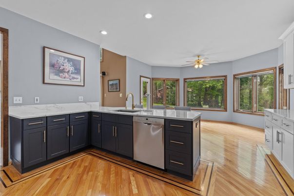 Interior, Kitchen, Recessed Lighting, Wood Texture Flooring