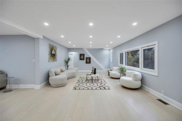 Interior, Living room, Recessed Lighting, Wood Texture Flooring
