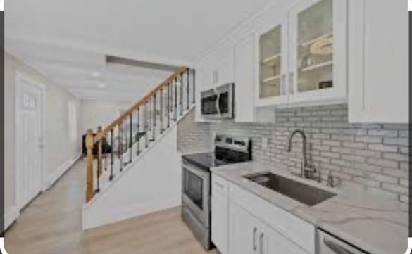 Interior, Kitchen, Stainless Steel Appliances, Wood Texture Flooring