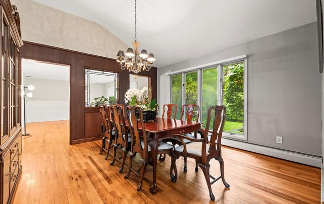 Chandelier, Dining room, Interior, Wood Texture Flooring