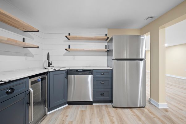 Interior, Kitchen, Stainless Steel Appliances, Wood Texture Flooring