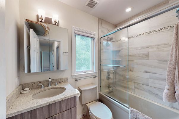 Bathroom, Glass Shower, Interior, Recessed Lighting