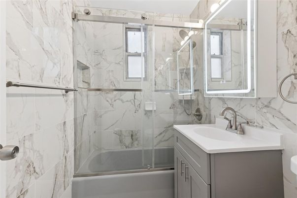 Bathroom, Glass Shower, Interior, Marble Walls