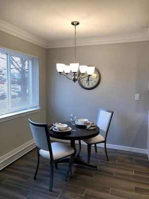Chandelier, Dining room, Interior, Wood Texture Flooring