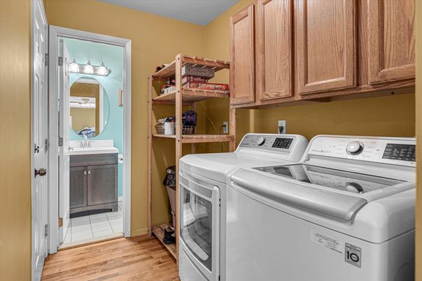 Interior, Washer, Wood Texture Flooring