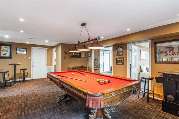 Billiard Table, Game Room, Interior, Pendant Lights, Recessed Lighting
