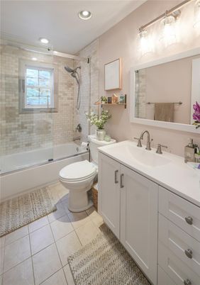 Bathroom, Glass Shower, Interior, Recessed Lighting