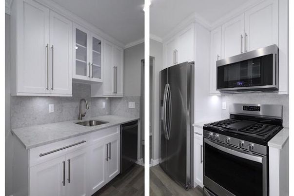 Interior, Kitchen, Stainless Steel Appliances, Wood Texture Flooring