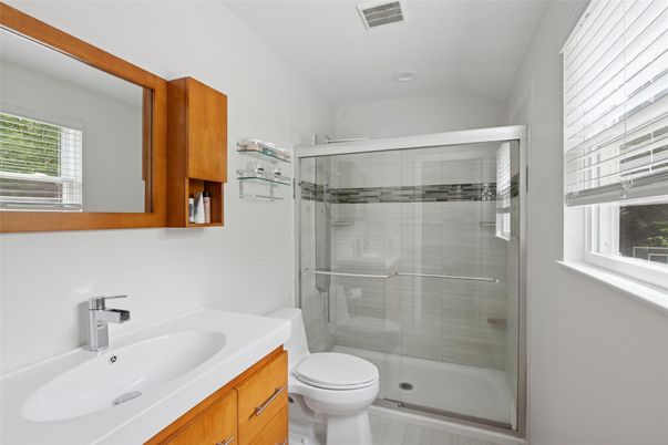 Bathroom, Glass Shower, Interior, Recessed Lighting