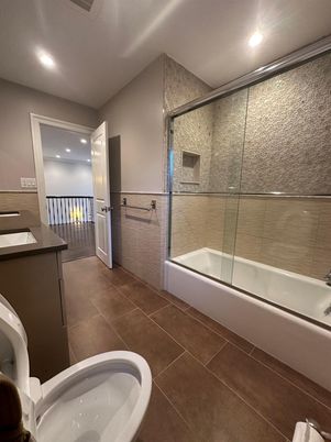 Bathroom, Glass Shower, Interior, Recessed Lighting