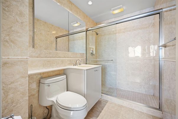 Bathroom, Glass Shower, Interior, Recessed Lighting
