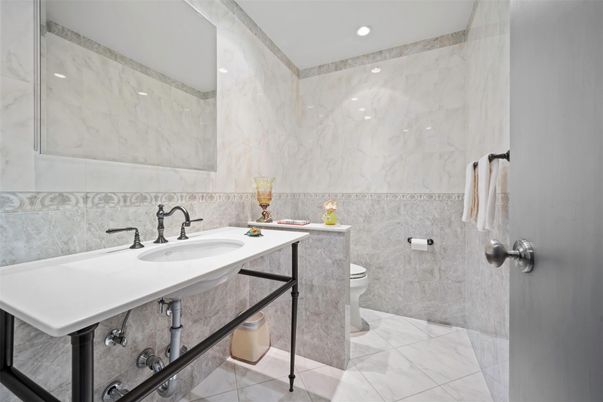 Bathroom, Interior, Marble, Marble Walls, Recessed Lighting