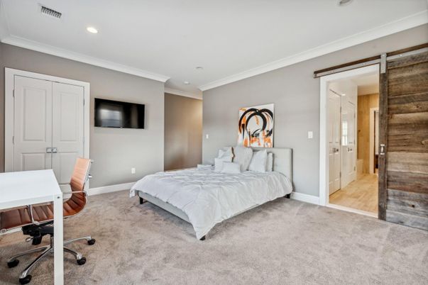 Bedroom, Home Office, Interior, Recessed Lighting, Wood Texture Flooring