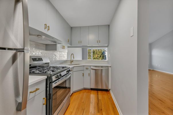 Interior, Kitchen, Stainless Steel Appliances, Wood Texture Flooring