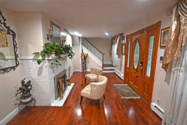 Fireplace, Interior, Recessed Lighting, Wood Texture Flooring