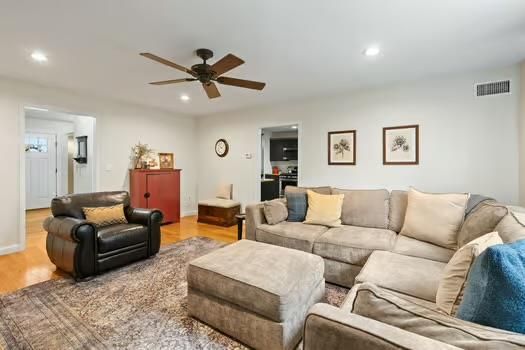 Interior, Living room, Recessed Lighting, Wood Texture Flooring