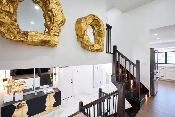 Home Office, Interior, Marble, Recessed Lighting, Wood Texture Flooring