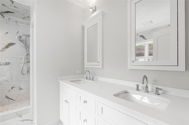 Bathroom, Dual Sink Vanities, Interior, Marble, Marble Walls