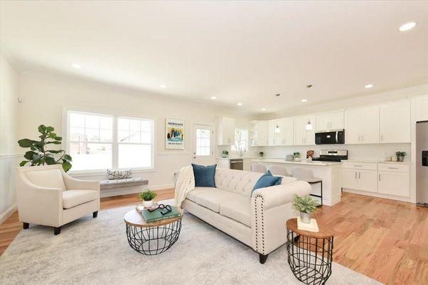 Interior, Kitchen, Living room, Pendant Lights, Recessed Lighting, Stainless Steel Appliances, Wood Texture Flooring